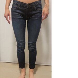 Hudson Cropped Skinny Denim with Leather Detail